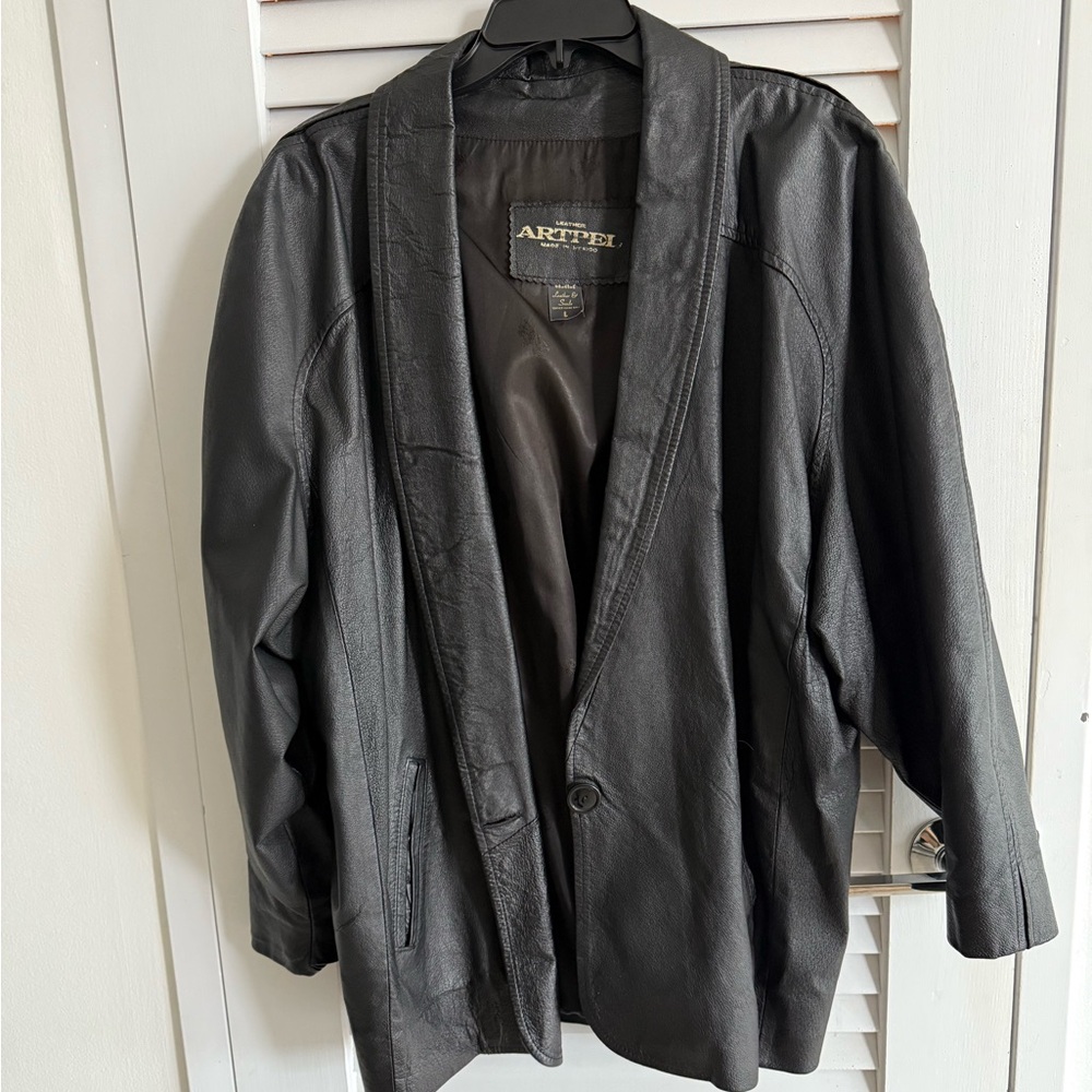 Leather jacket vintage woman L